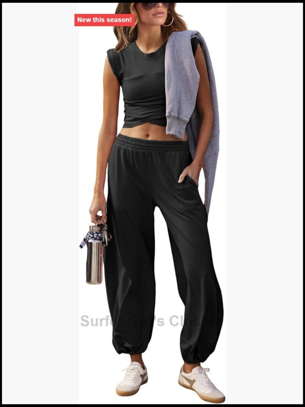 Two Piece Lounge Set Cropped Top Sweatpants Tracksuit with Pockets